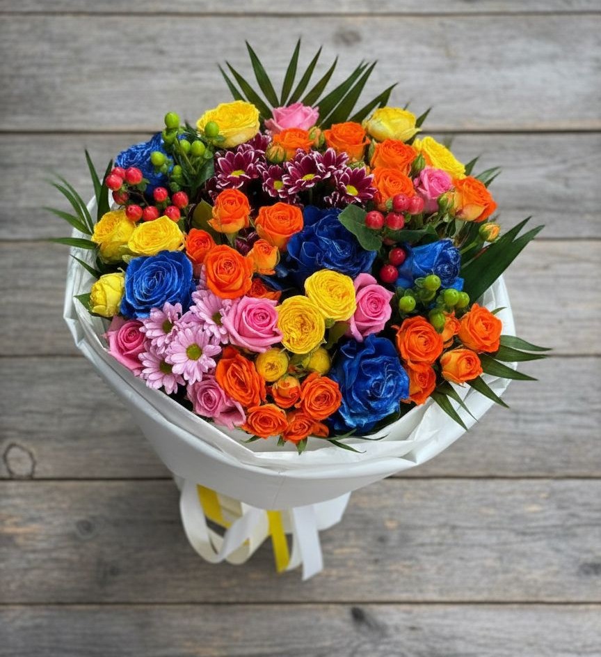 Букет цветов из: Розы и Хризантемы в Нурлате