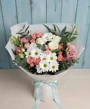 Букет цветов из:  Розы, Лизиантусы и Хризантемы в Нурлате