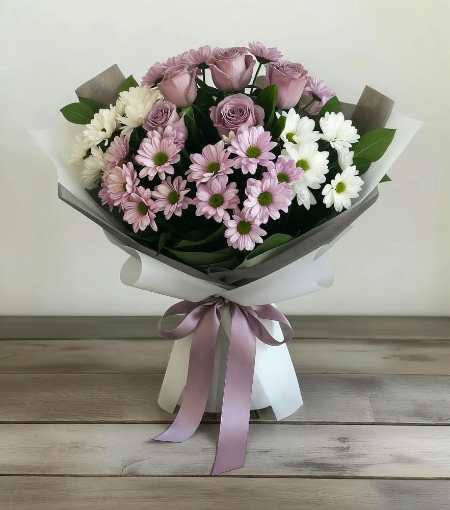 Букет цветов из: Хризантемы и Розы в Нурлате