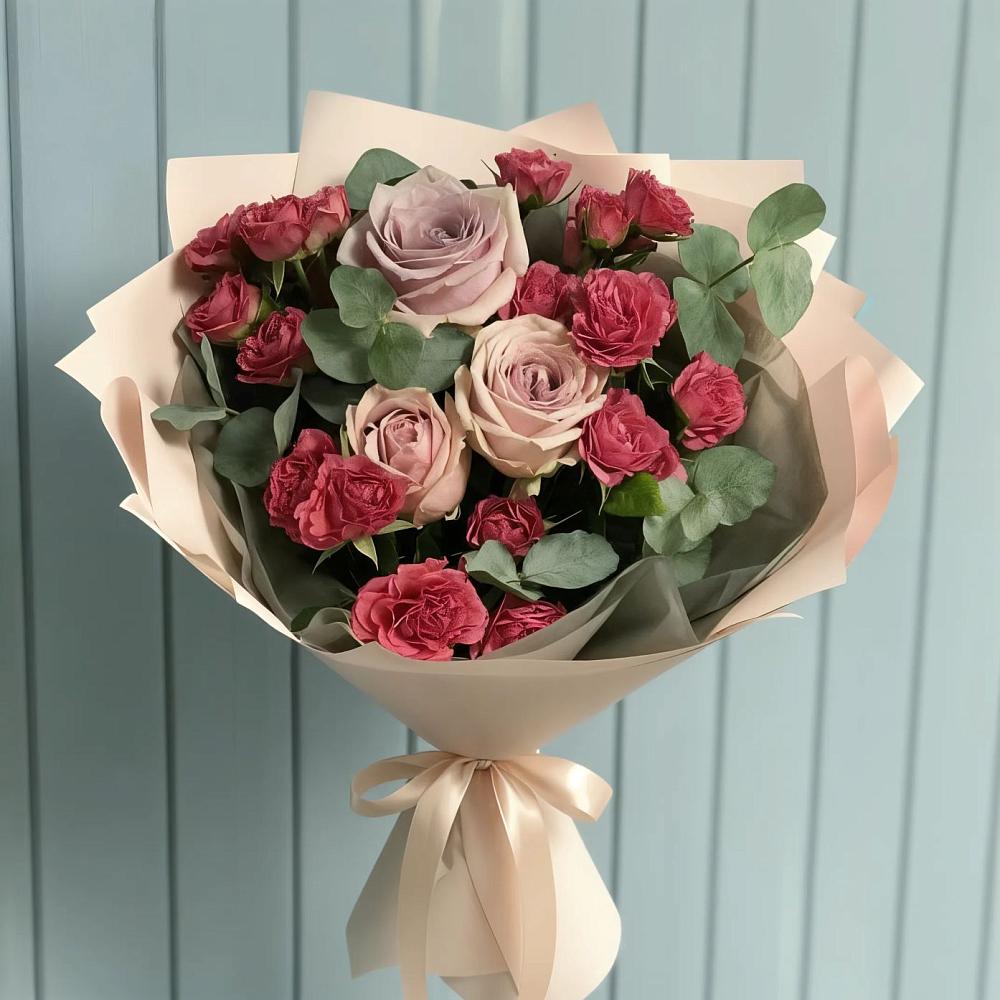 Букет цветов из: Гвоздики и Розы в Нурлате