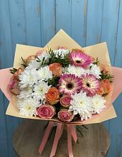Букет цветов из:  Розы, Герберы и Хризантемы #REPLACE_PRED# Нурлате
