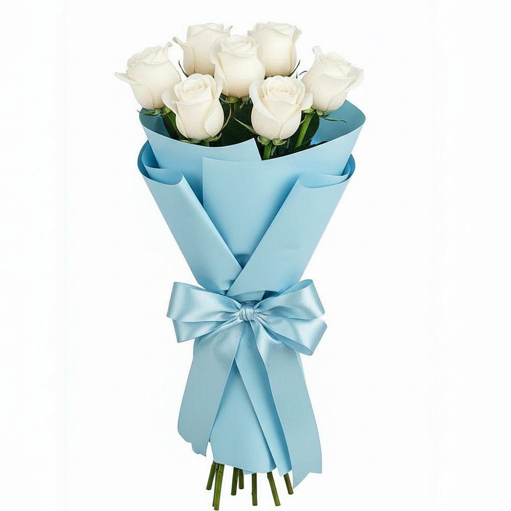 Букет 7 белых роз Проуд в Нурлате