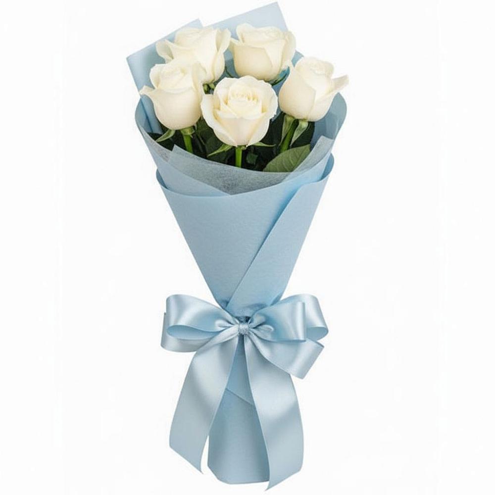Букет 5 Белых роз Проуд в Нурлате