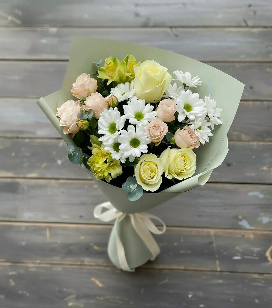Букет цветов из: Альстромерии, Розы и Хризантемы в Нурлате