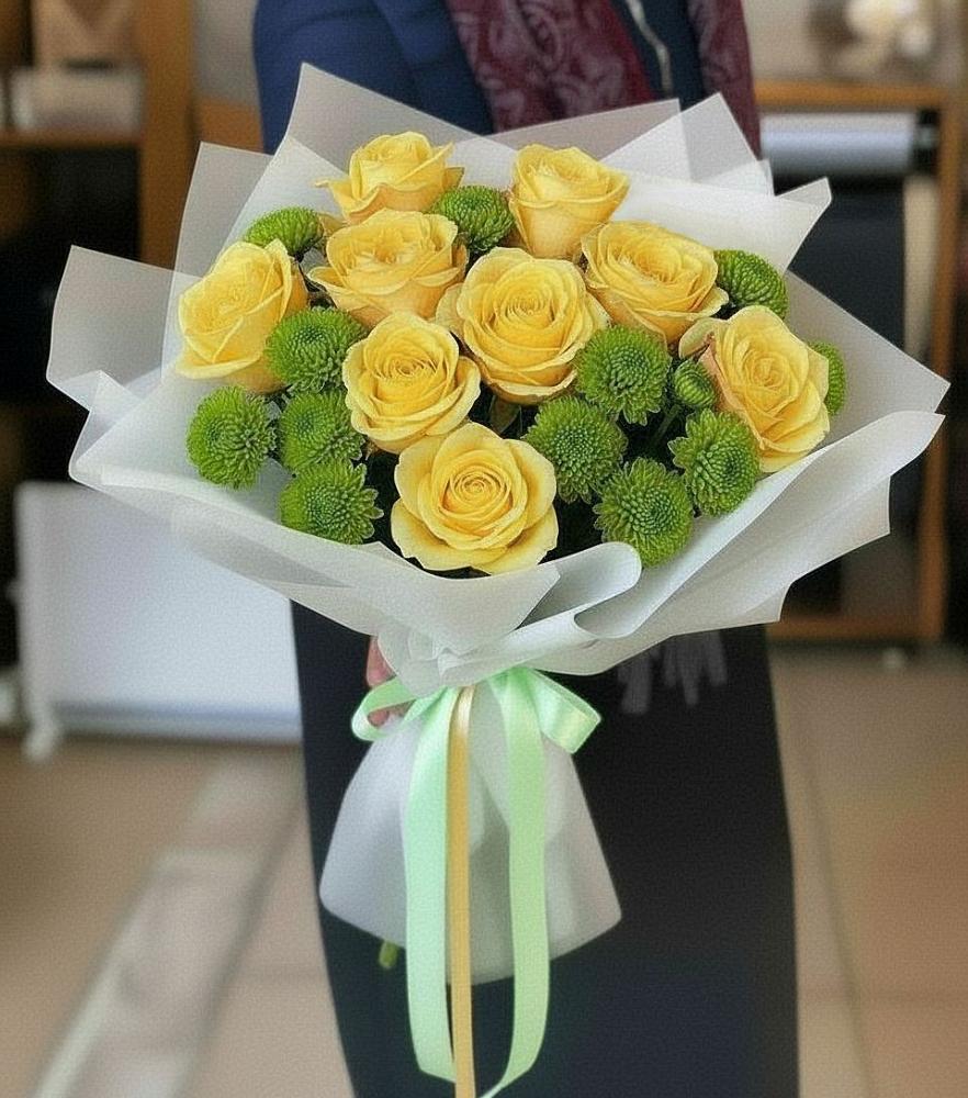 Букет цветов из: Хризантемы и Розы в Нурлате