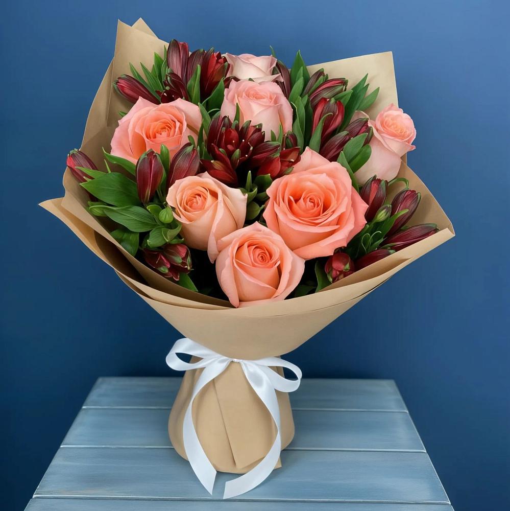 Букет цветов из: Розы и Альстромерии в Нурлате