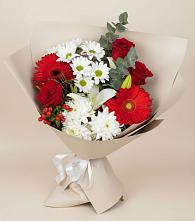 Букет цветов из:  Розы, Хризантемы, Герберы и Лилии в Нурлате
