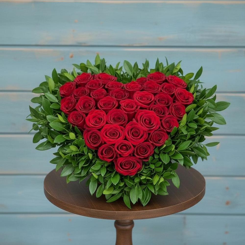 Цветочная композиция из Розы в виде сердца в Нурлате