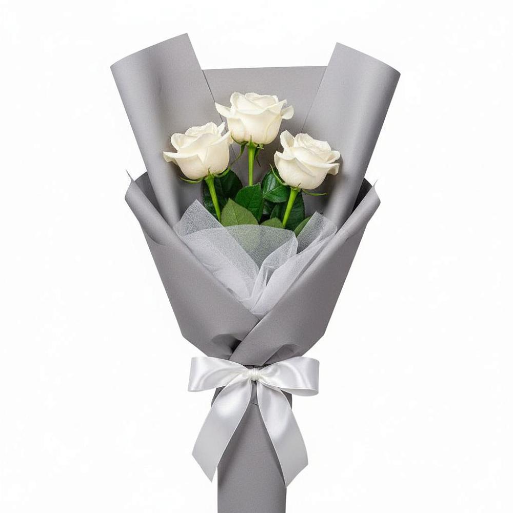 Букет 3 белые розы в Нурлате