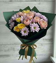 Букет цветов из:  Хризантемы и Розы #REPLACE_PRED# Нурлате