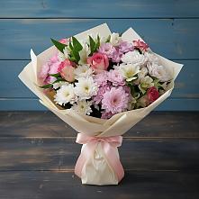 Букет цветов из:  Хризантемы, Альстромерии и Розы в Нурлате