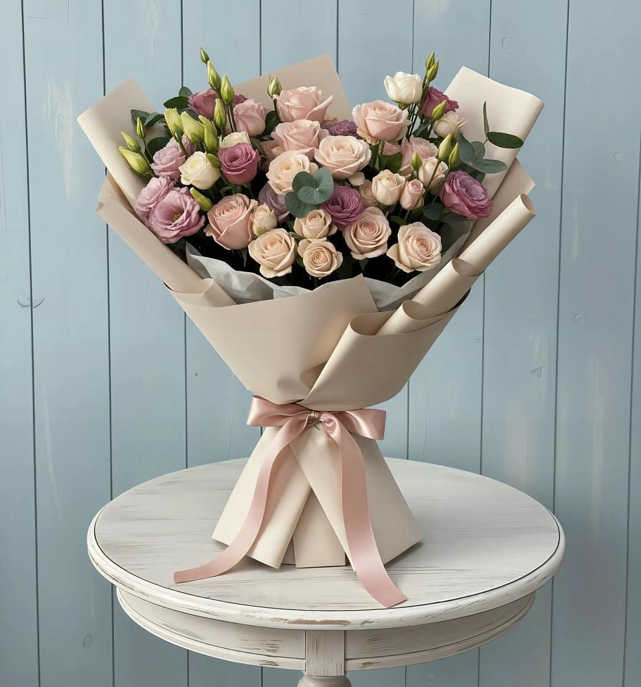 Букет цветов из: Розы и Лизиантусы в Нурлате