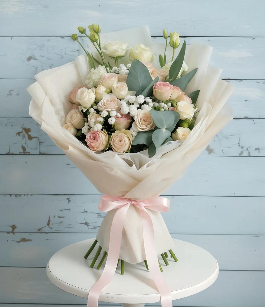 Букет цветов из: Розы и Лизиантусы в Нурлате