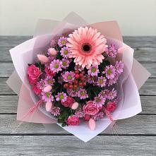 Букет цветов из:  Розы, Герберы и Хризантемы #REPLACE_PRED# Нурлате