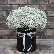 Цветочная композиция из Гипсофила в шляпной коробке в Нурлате